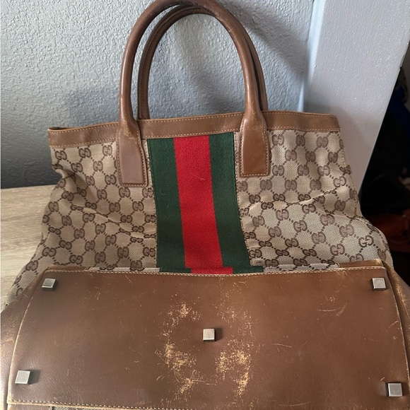 Vintage Gucci, Sherry line handbag/canvas tote. - Picture 4 of 16